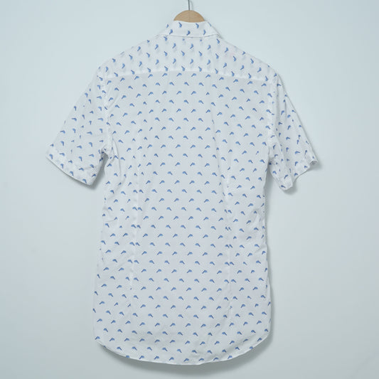 Etro All-over Dolphin Motif BD Shirt / Late '00s-Early '10s (Made in Italy)