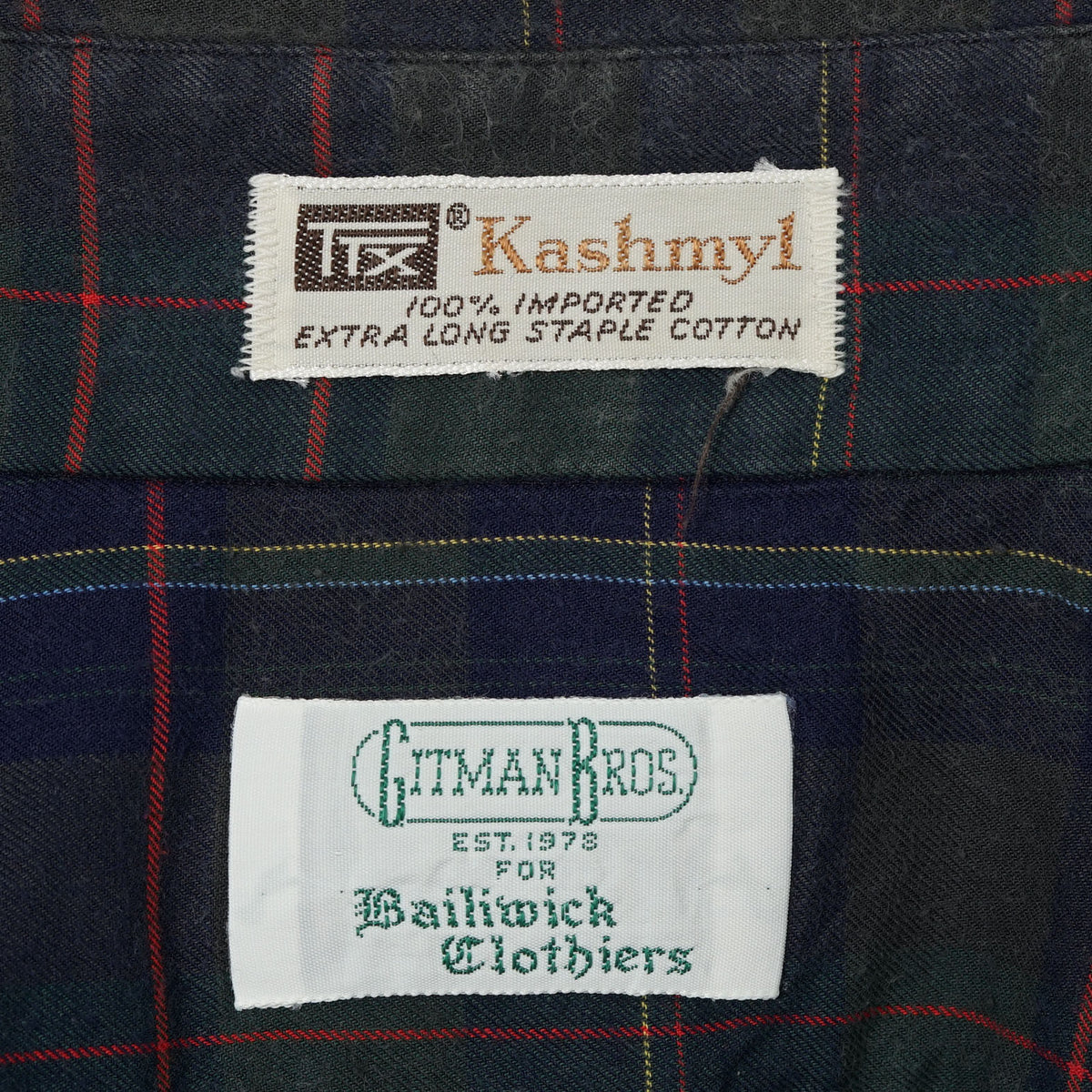 Gitman Bros. for Bailiwick Clothiers Tartan Check BD Shirt / Late '80s-Early '90s (Made in USA)