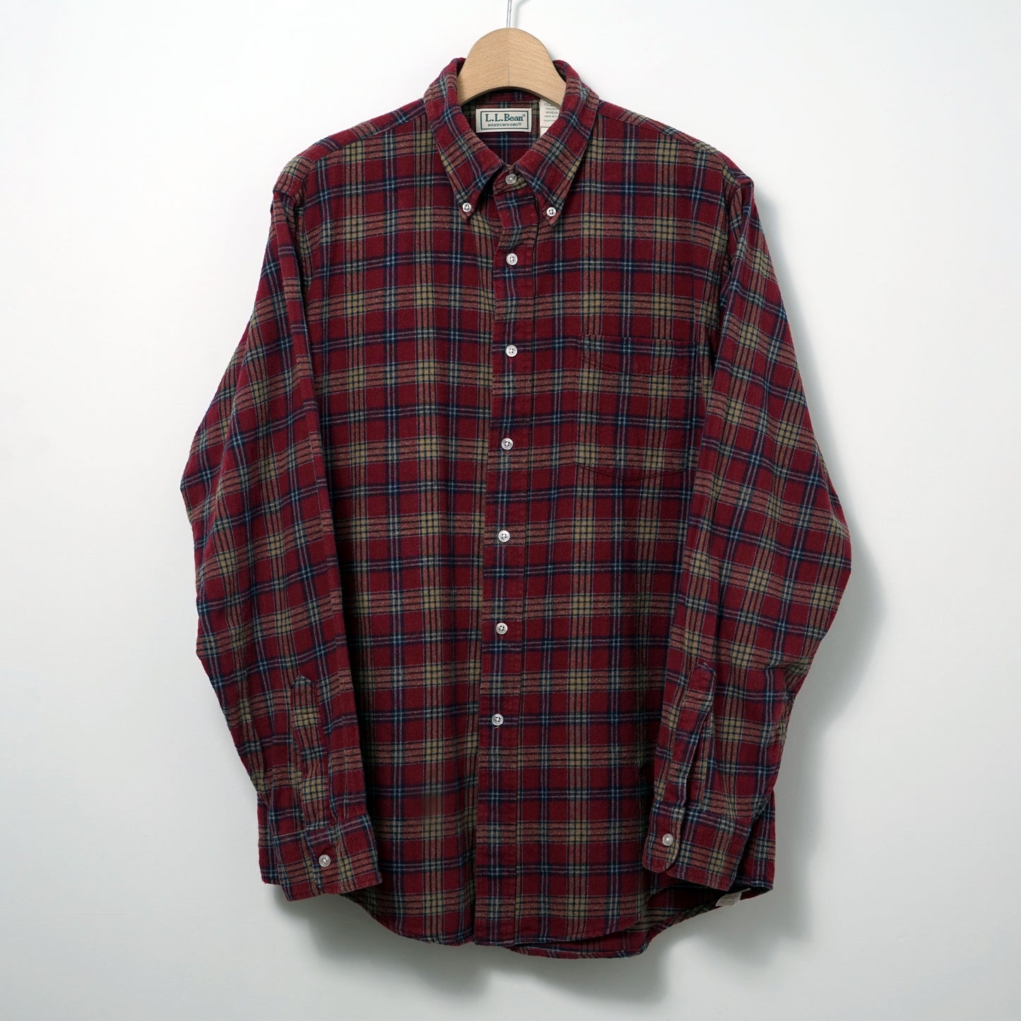 L.L.Bean Cotton Flannel BD Shirt / Early '90s-Early '00s (Made in USA)
