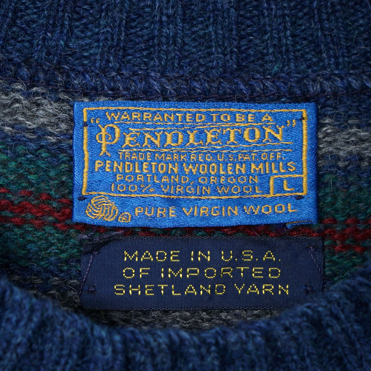 Pendleton Shetland Stripe Wool Sweater / Mid ’80s–Early ’90s (Made in USA)