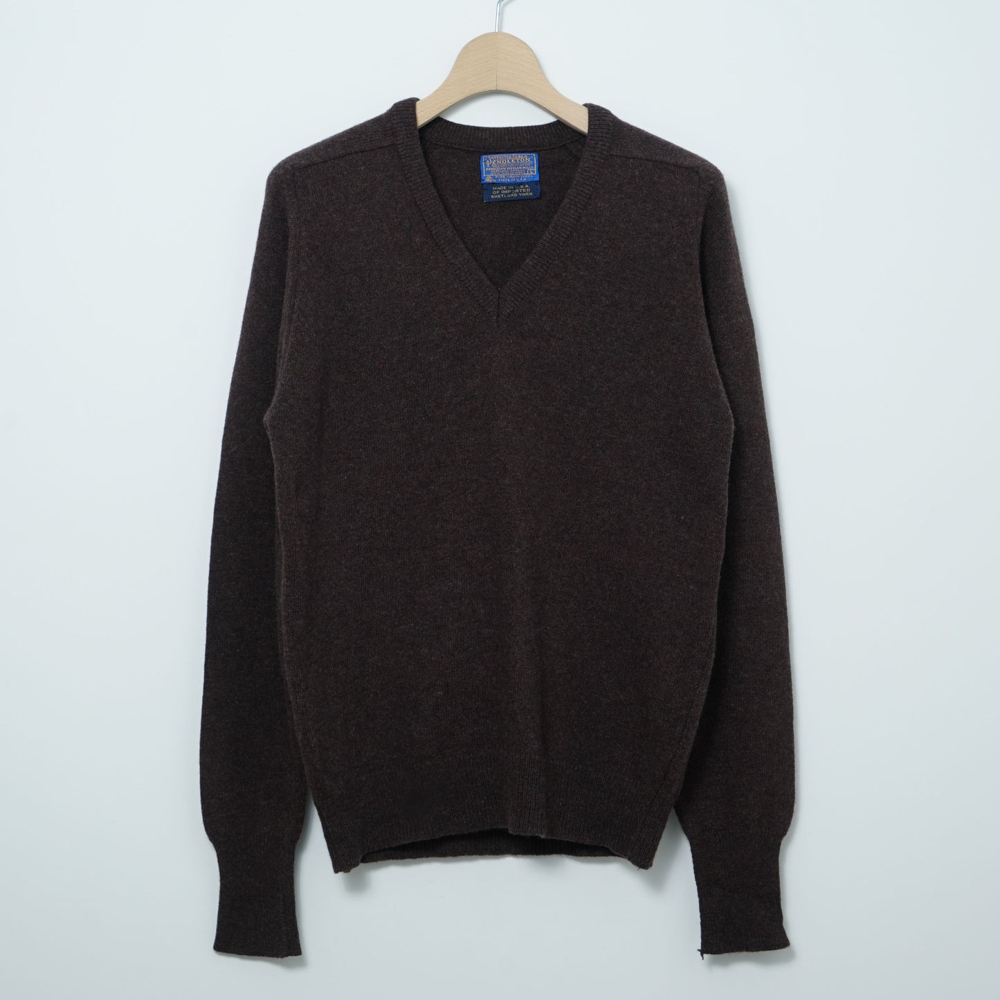Pendleton Shetland Wool V-Neck Sweater / Late ’70s–Early ’80s (Made in USA)