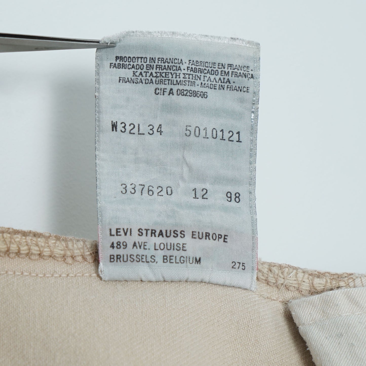 Levi’s 5 Pocket Ecru Denim Pants / Late ’90s (Made in France)