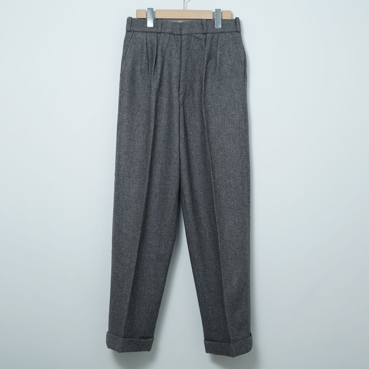 L.L.Bean Herringbone Wool Trousers / Late '80s-Early '90s (Made in England)