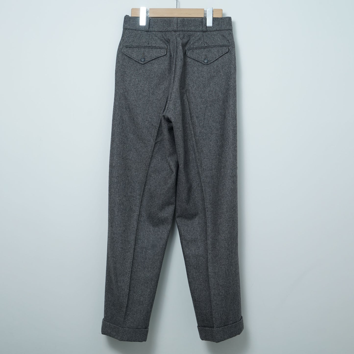 L.L.Bean Herringbone Wool Trousers / Late '80s-Early '90s (Made in England)