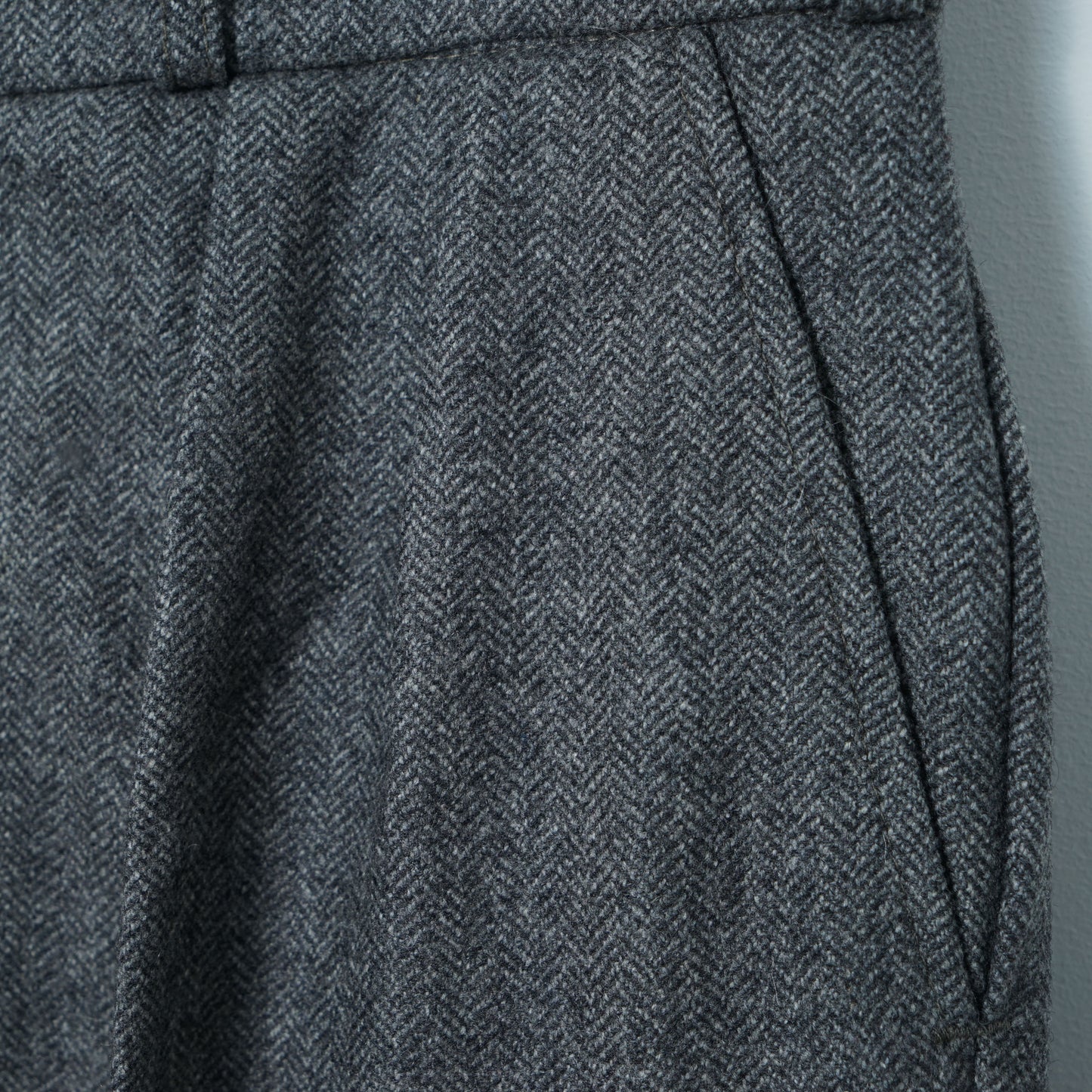 L.L.Bean Herringbone Wool Trousers / Late '80s-Early '90s (Made in England)