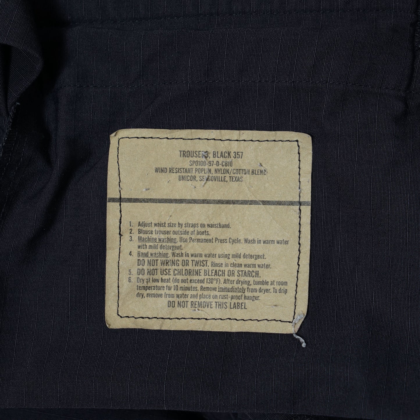 U.S. Military Black 357 BDU Trousers / Late ’90s (Made in USA)