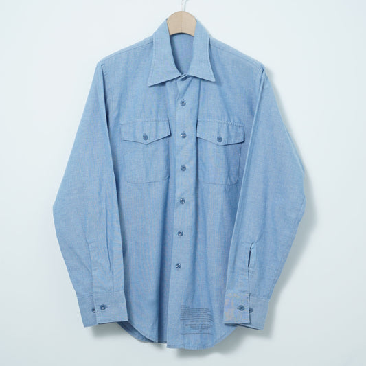 U.S. Military Blue Chambray Utility Shirt / Late '70s-Early '80s (Made in USA)
