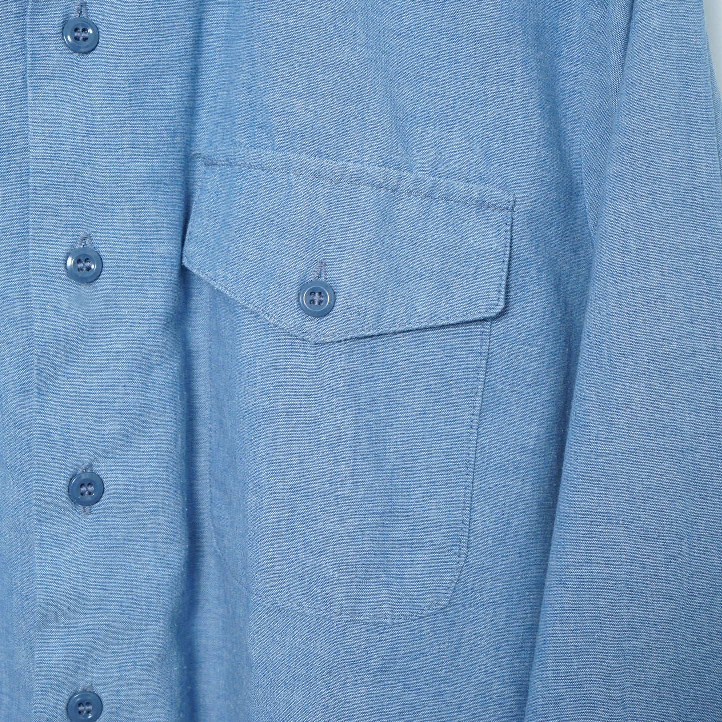 U.S. Military Blue Chambray Utility Shirt / Late '70s-Early '80s (Made in USA)