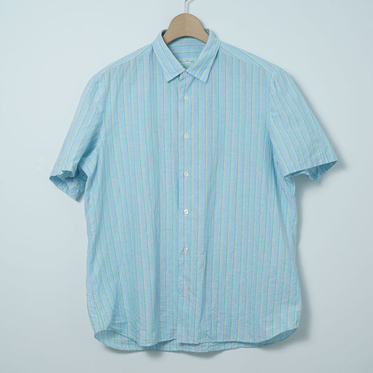 Enrico Formicola Napoli Cotton Linen Stripe Shirt / Late ’00s-Early '10s (Made in Italy)
