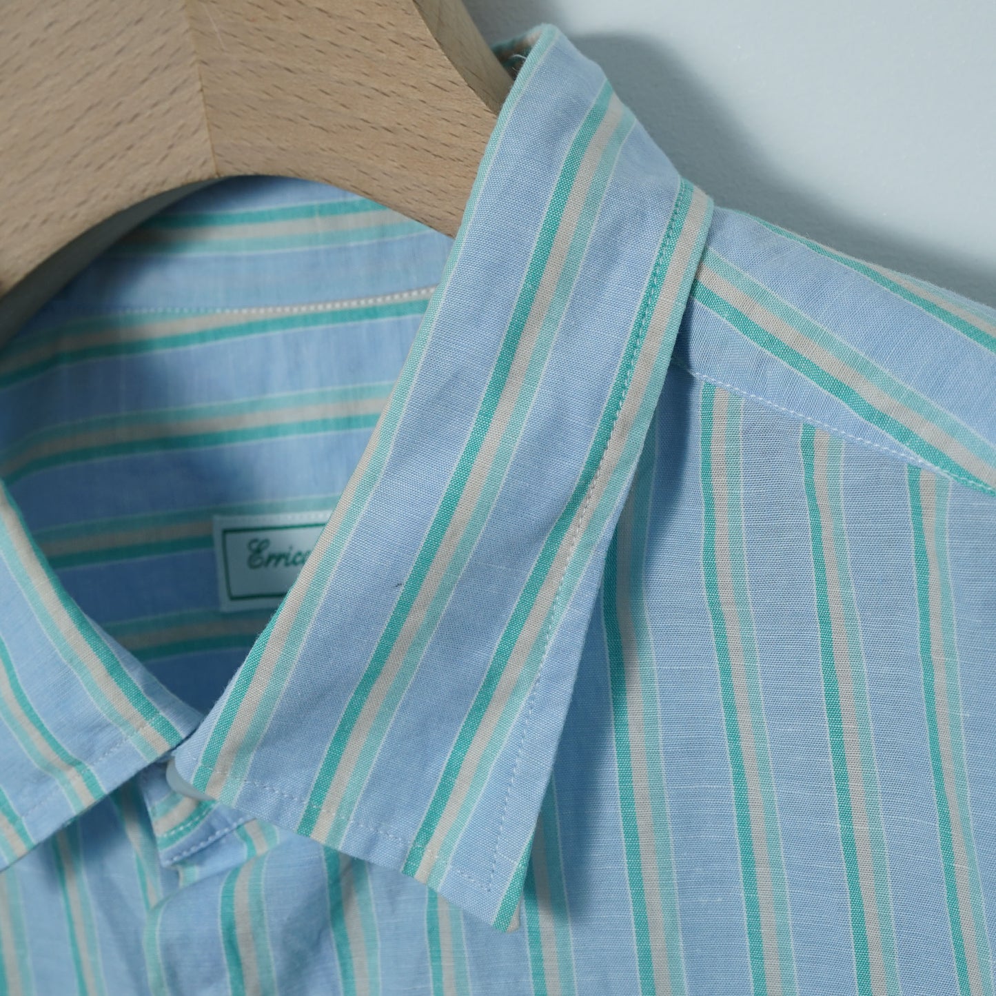 Enrico Formicola Napoli Cotton Linen Stripe Shirt / Late ’00s-Early '10s (Made in Italy)
