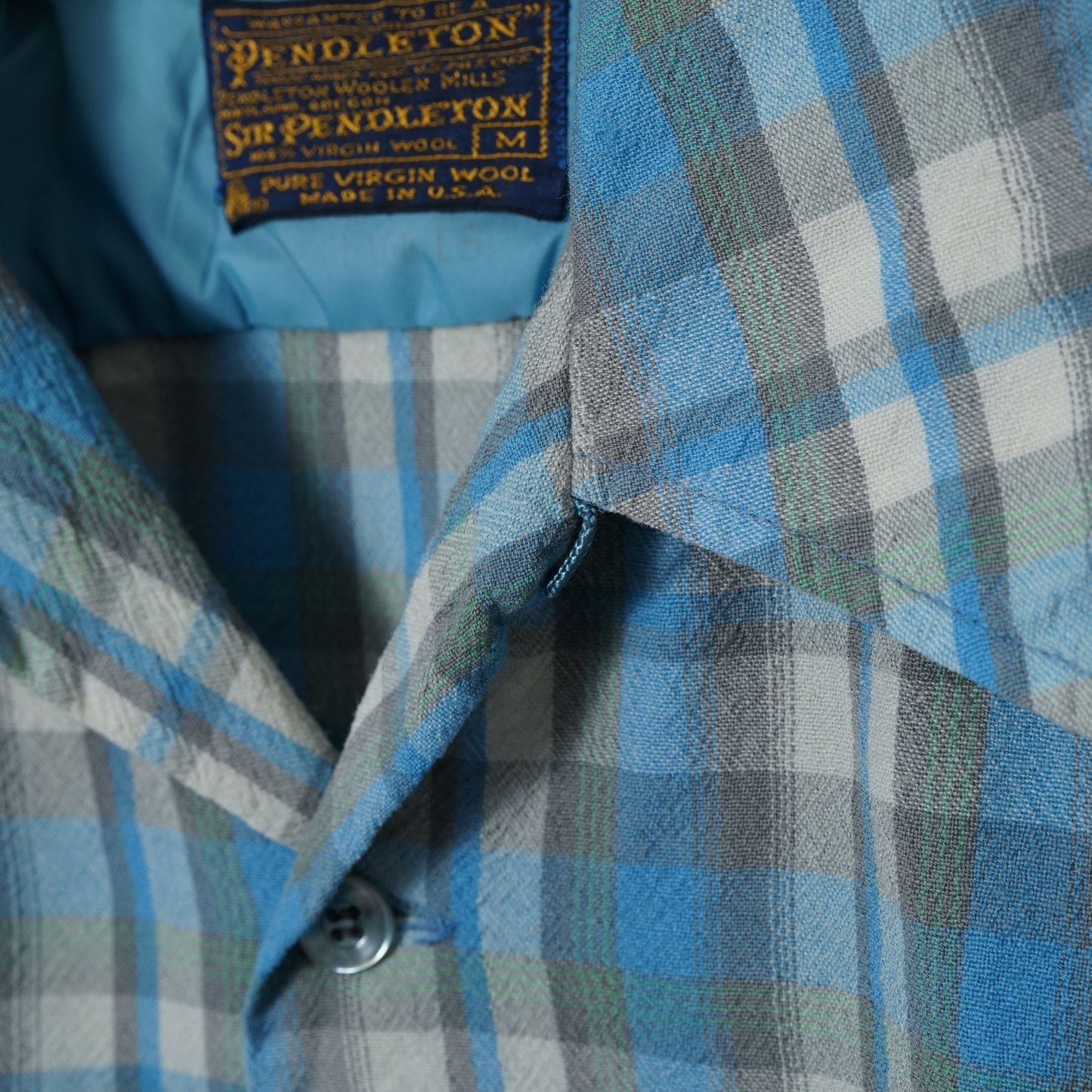 Pendleton Open Collar Wool Check Shirt / Late ’60s–Early ’70s (Made in USA)