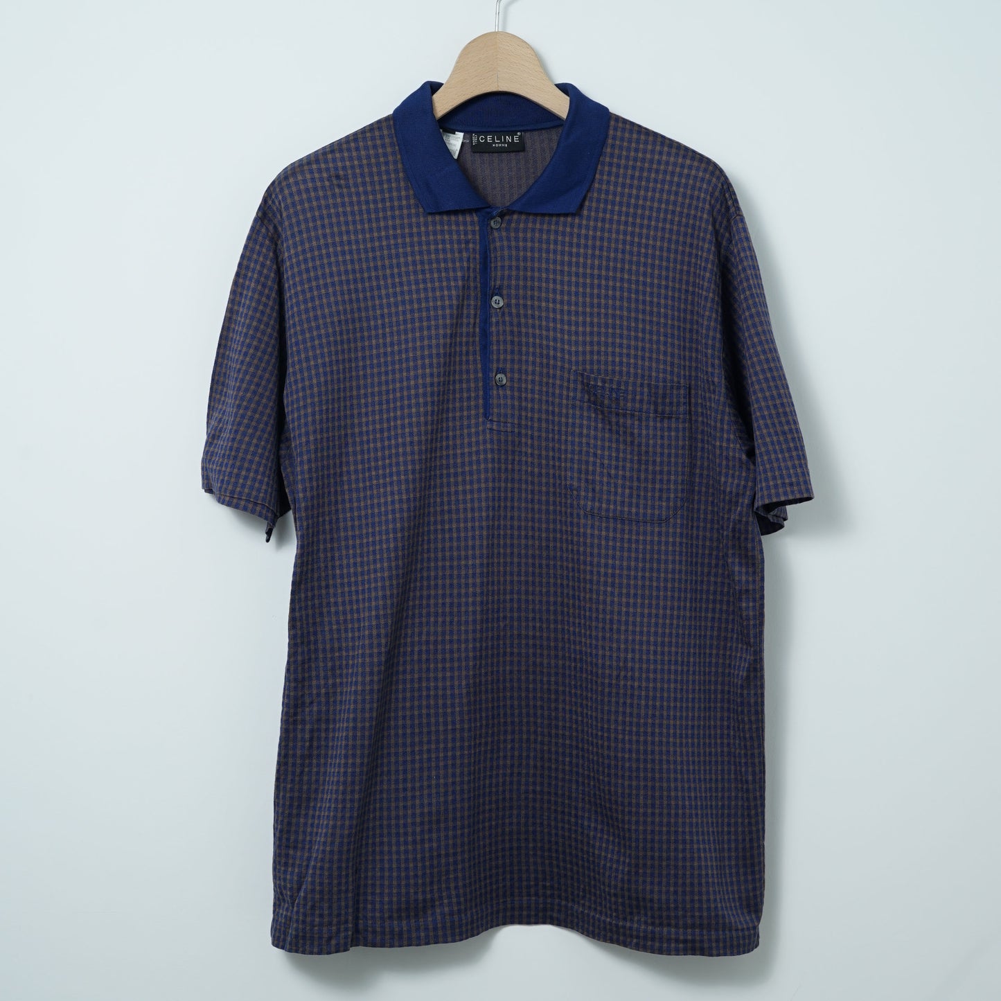Celine Homme Cotton Check Polo Shirt / Late ’90s-Early '00s (Made in Italy)