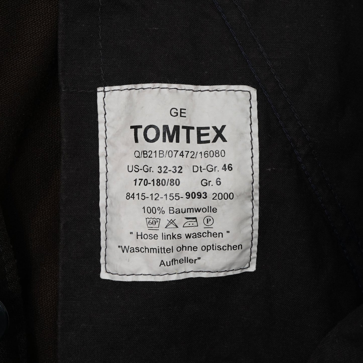 Tomtex German Military Cargo Pants / Early '00s (Made in Germany)