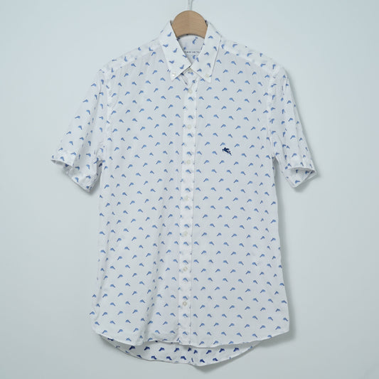 Etro All-over Dolphin Motif BD Shirt / Late '00s-Early '10s (Made in Italy)
