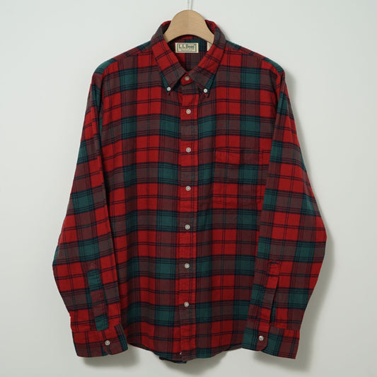 L.L.Bean Cotton Flannel BD Shirt / Late '80s-Early '90s (Made in USA)