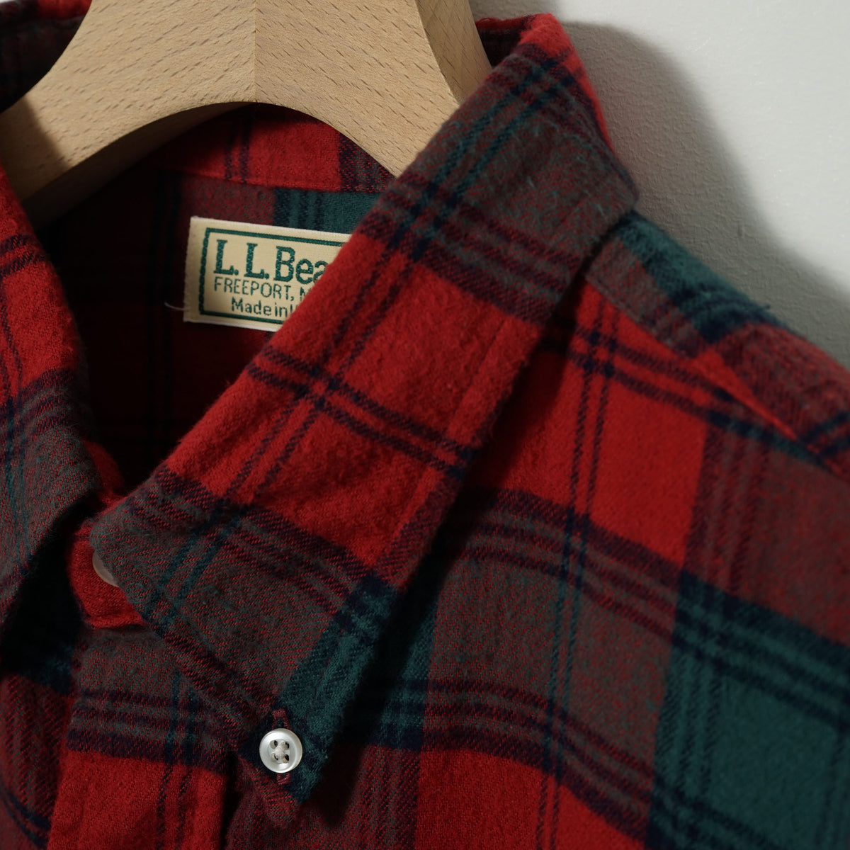 L.L.Bean Cotton Flannel BD Shirt / Late '80s-Early '90s (Made in USA)
