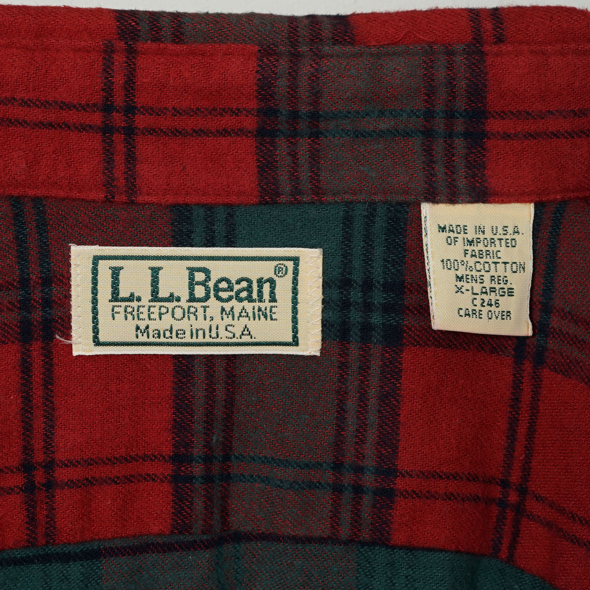 L.L.Bean Cotton Flannel BD Shirt / Late '80s-Early '90s (Made in USA)