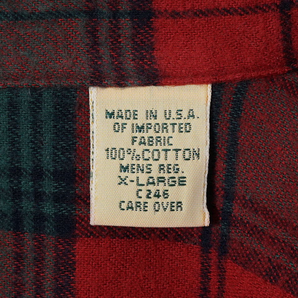 L.L.Bean Cotton Flannel BD Shirt / Late '80s-Early '90s (Made in USA)