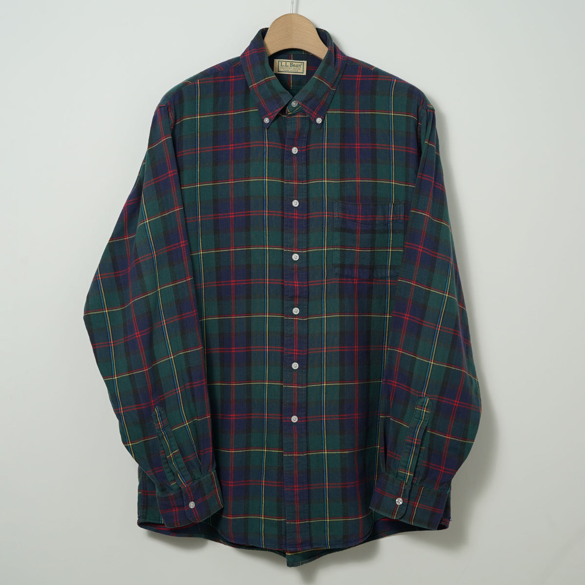 L.L.Bean Cotton Flannel BD Shirt / Late '80s-Early '90s (Made in USA)