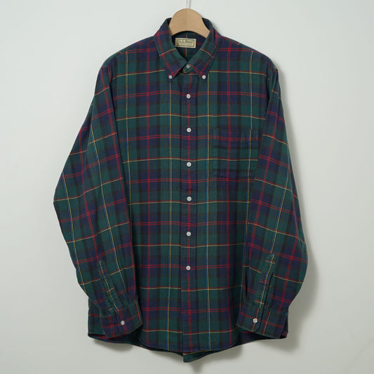 L.L.Bean Cotton Flannel BD Shirt / Late '80s-Early '90s (Made in USA)