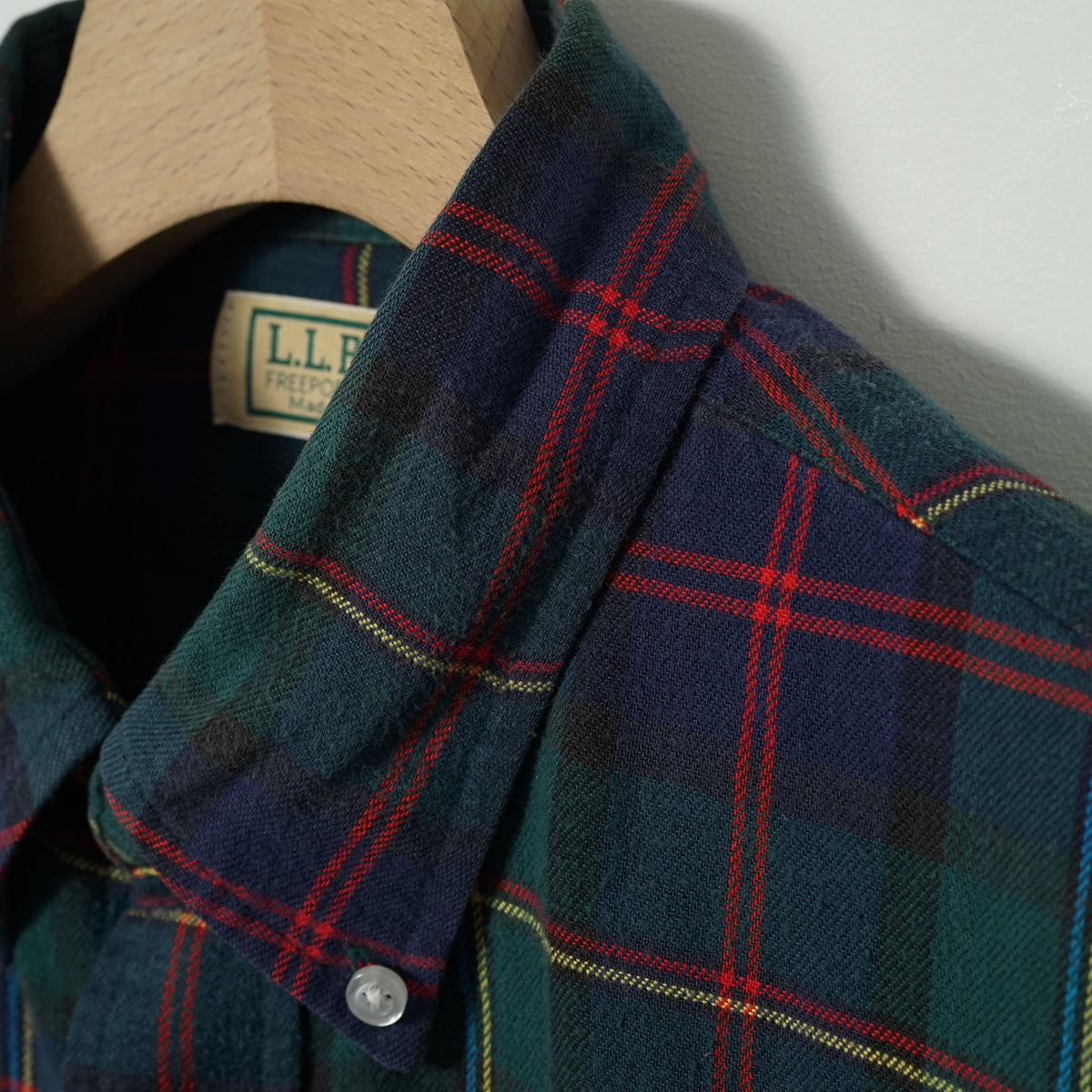 L.L.Bean Cotton Flannel BD Shirt / Late '80s-Early '90s (Made in USA)